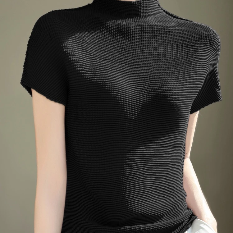 ZM076--半高领雪纺短袖