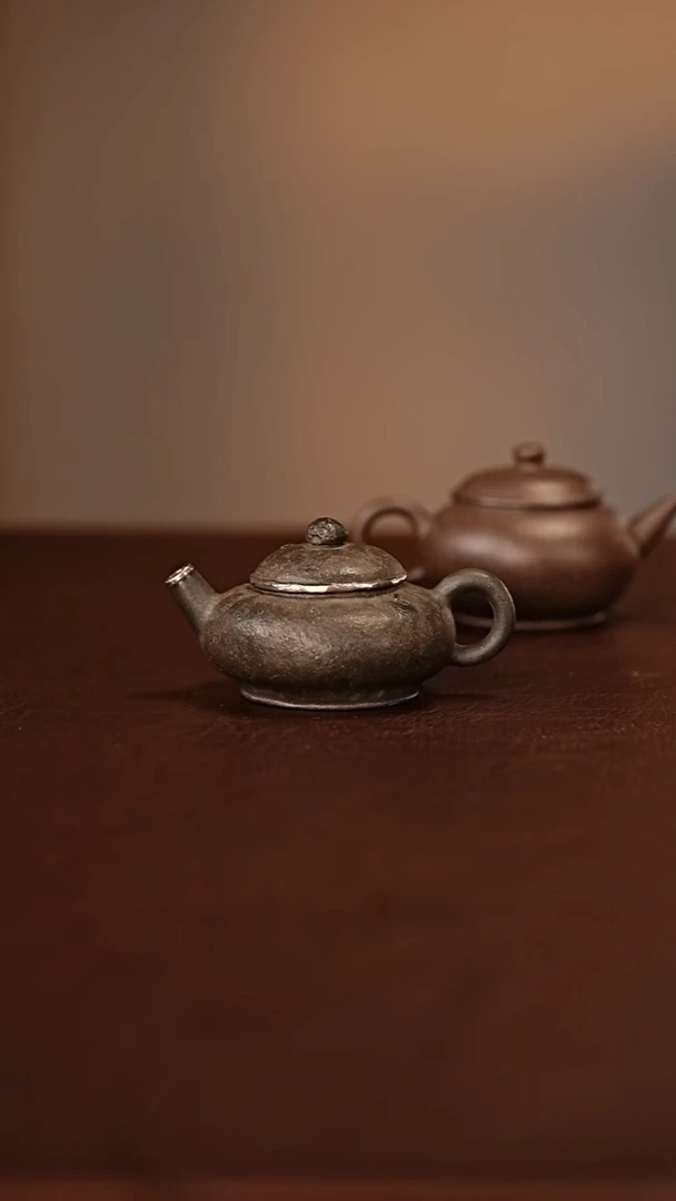 茶壶紫砂包银小水平手捏壶 青段 还原烧70cc