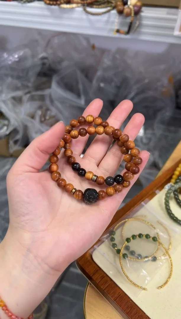 【闪购商品】柏木（崖柏）手串未镶嵌银耀醒狮老料崖柏款双圈[999]