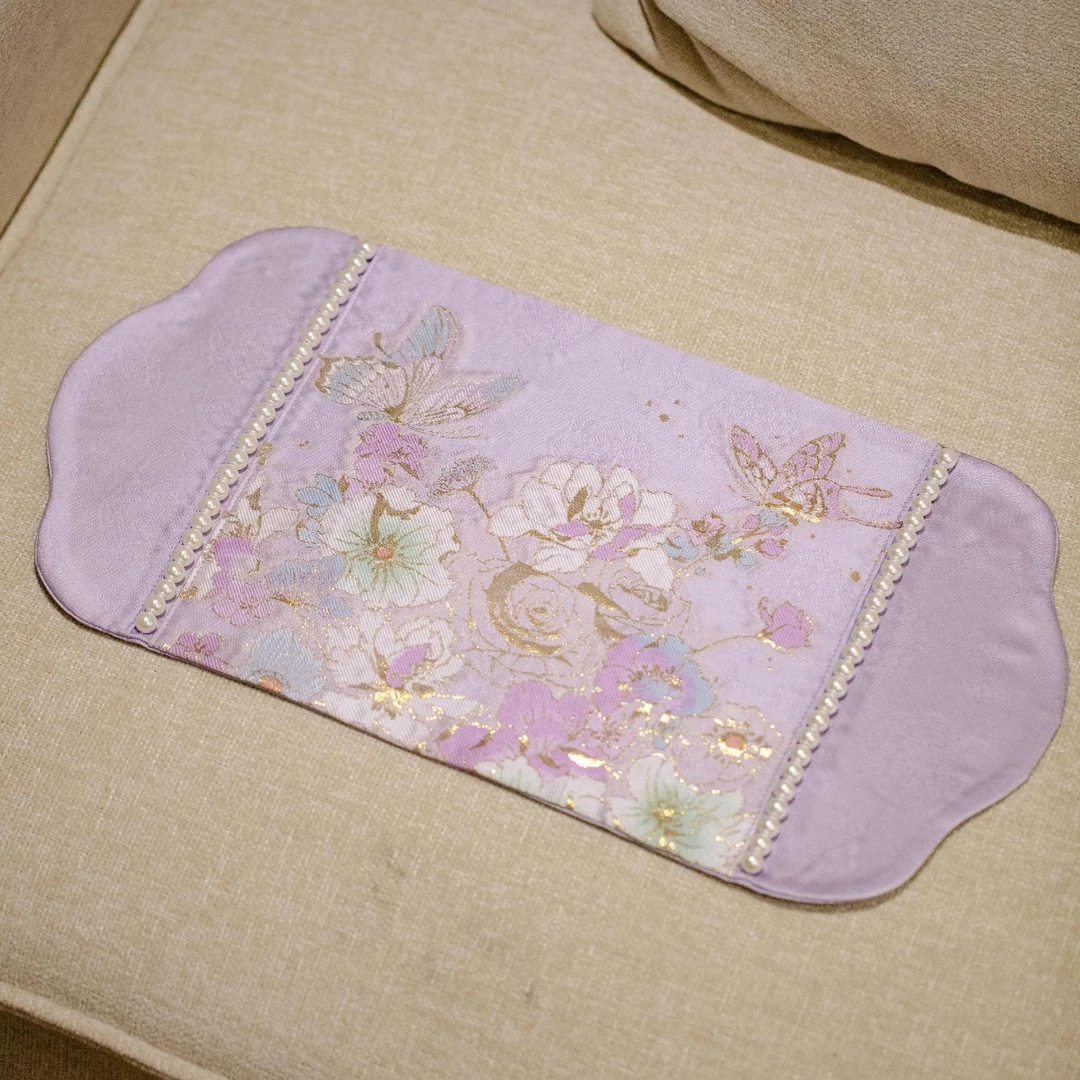 QB00685 七宝烧-刺绣钉珠蝶恋花茶席-紫