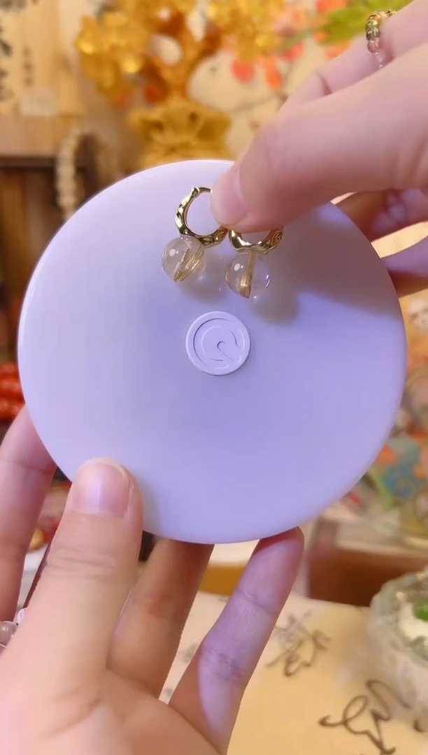 银S925镶嵌耳环发晶金发晶耳环