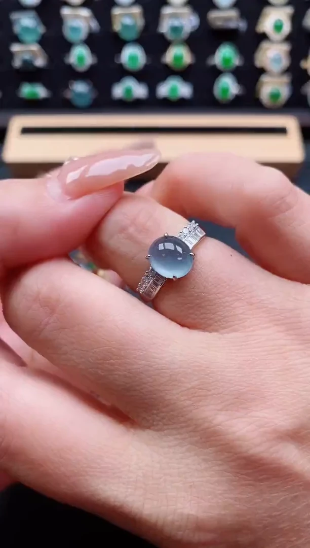 银S925镶嵌戒指翡翠1