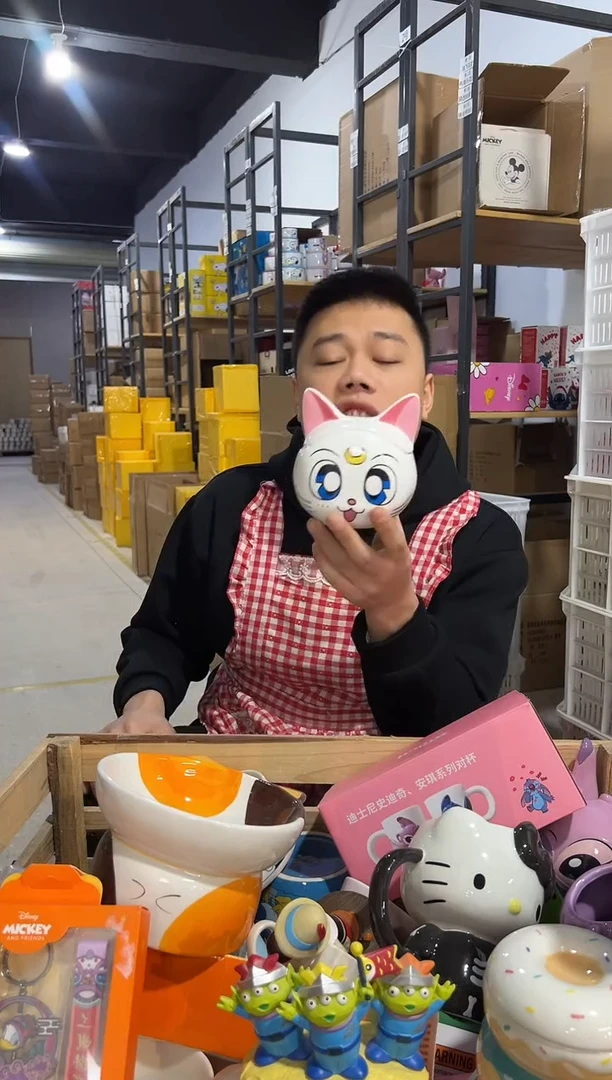 【闪购商品】杯陶瓷白猫带盖杯