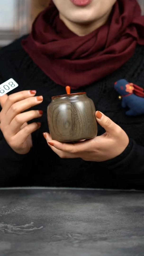【闪购商品】金丝楠木雕原木精工茶仓醒茶罐微瑕608