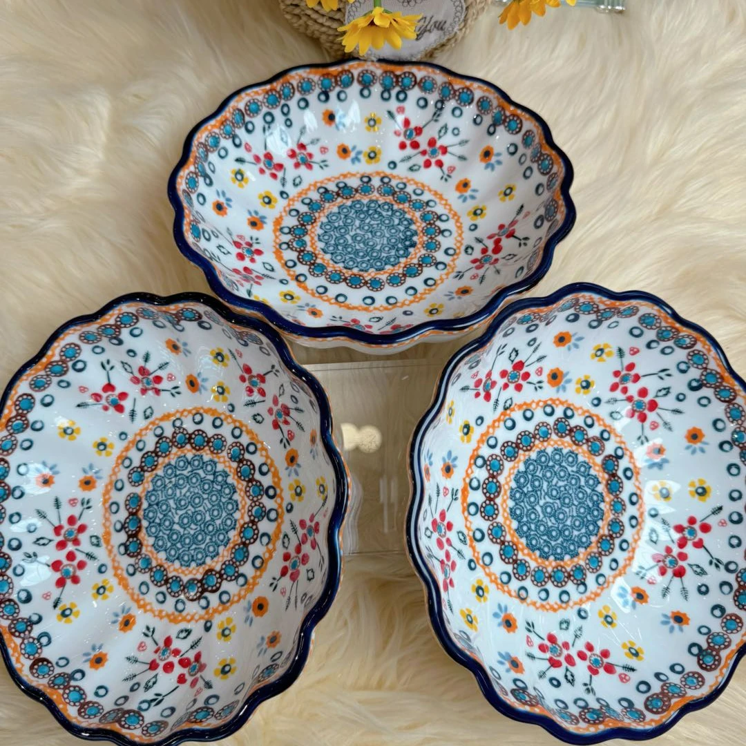 【古再丽专属】阿勒玛【田园风情】手绘8.5寸沙拉盘防烫轻奢餐盘3只装