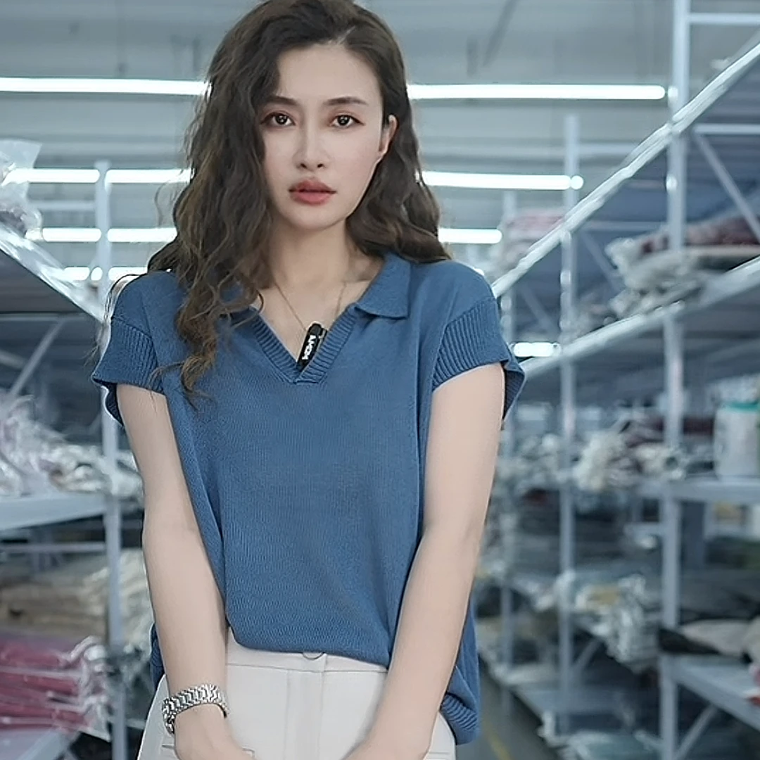 【思思精选】2025新款时尚气质翻领纯色洋气休闲百搭针织衫A317#