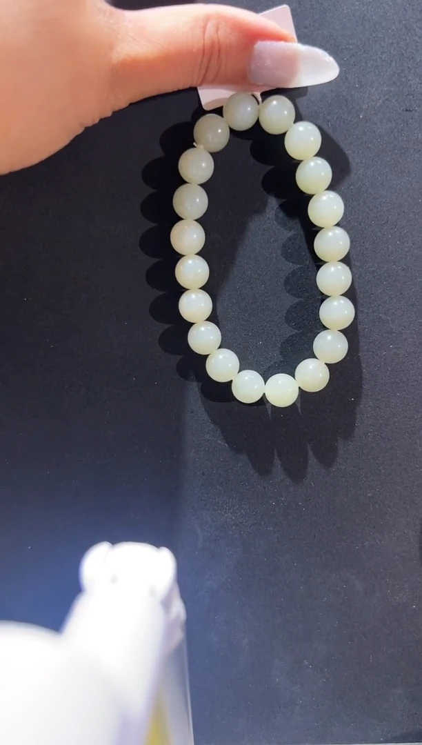 未镶嵌手串和田玉新疆且末料青白玉卡10手串多样性发其一