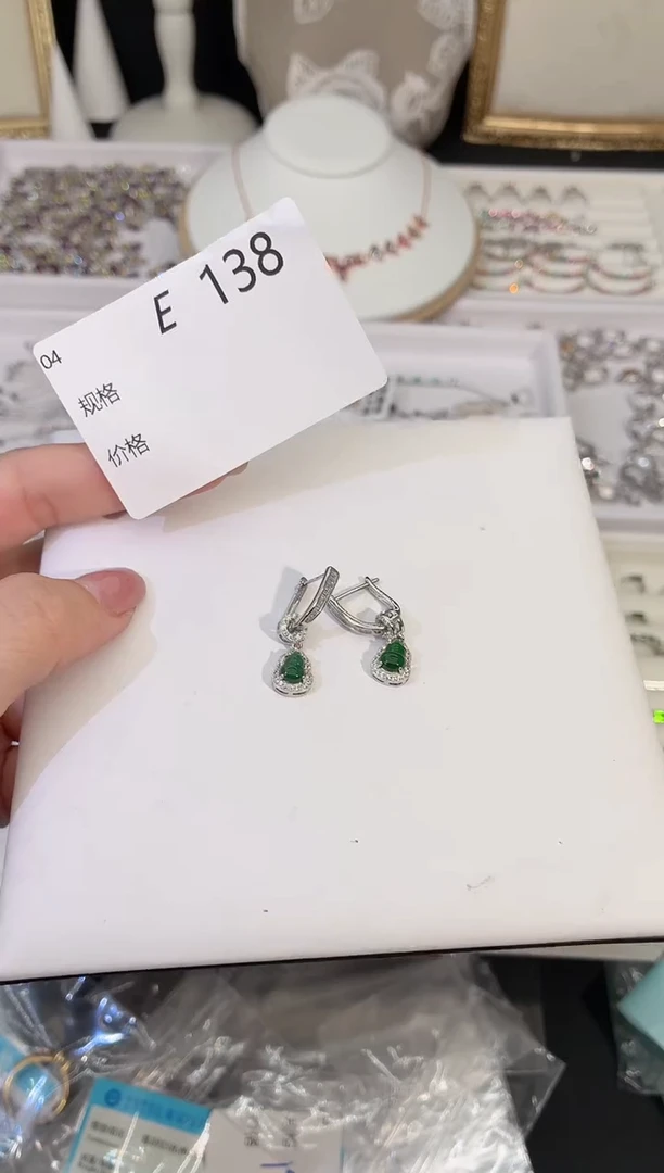 翡翠银S925镶嵌耳饰多样性发一E138