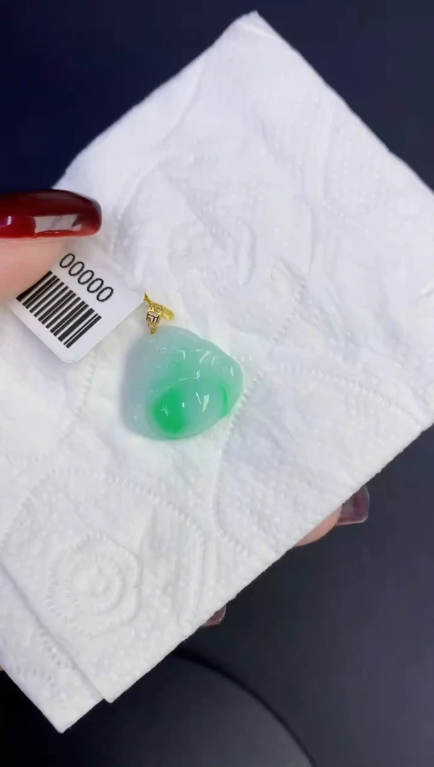 颈饰18K金镶嵌翡翠缅甸天然翡翠A货