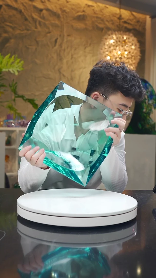 手工艺品琉璃宝石蓝方形设计果盘