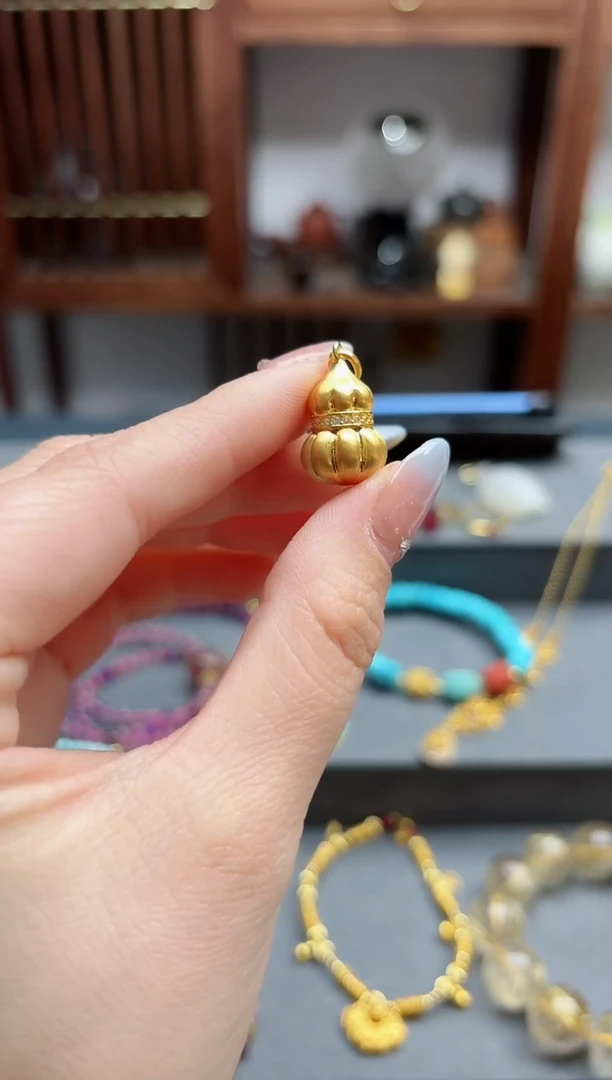【闪购商品】18K金颈饰18k金葫芦吊坠 MY赠链