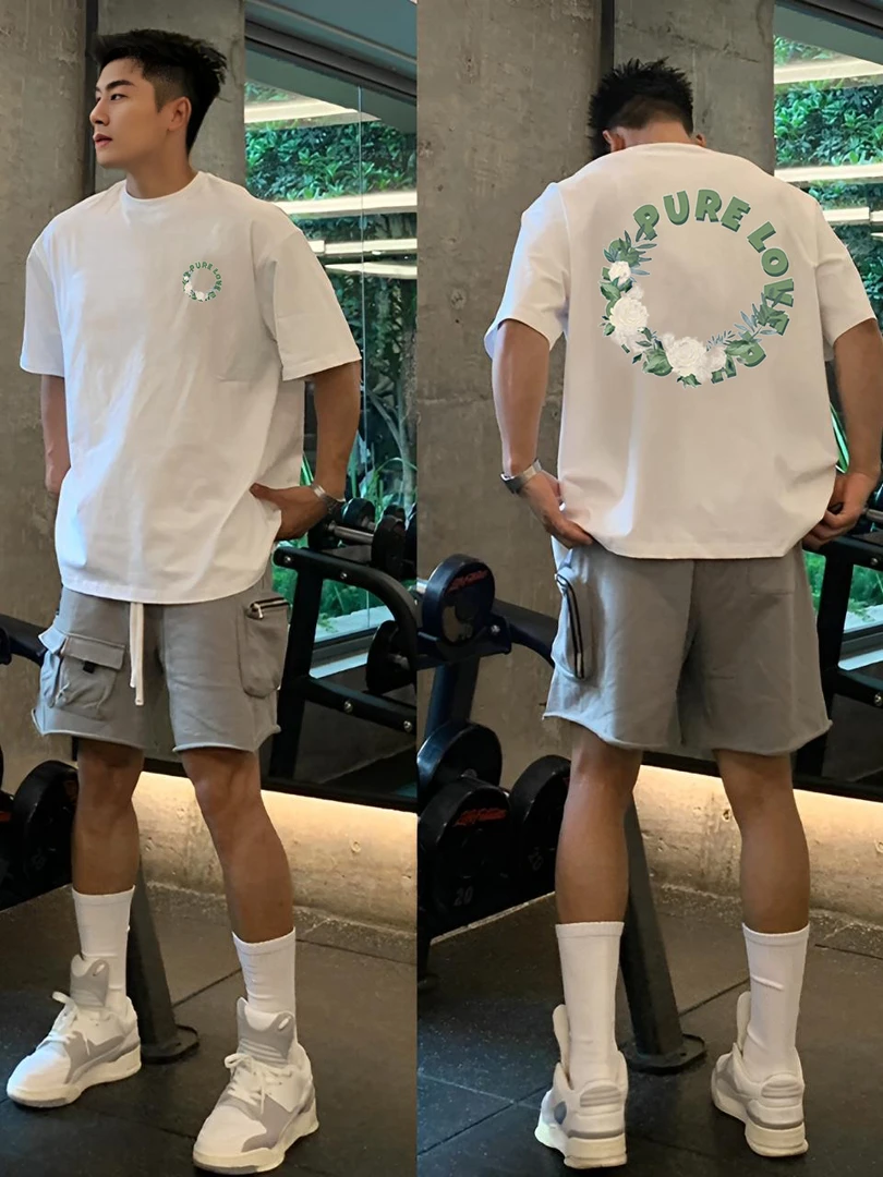 【重磅纯棉】美式简约cleanfit爆款短袖T恤夏季透气宽松情侣百搭ins