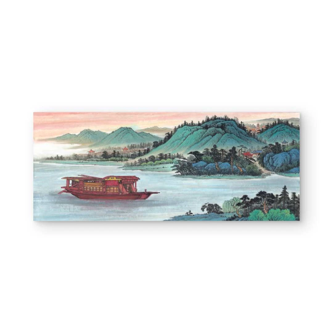 吴广亲签 扬帆起航70*180国风山水国画 客厅书房家具挂画
