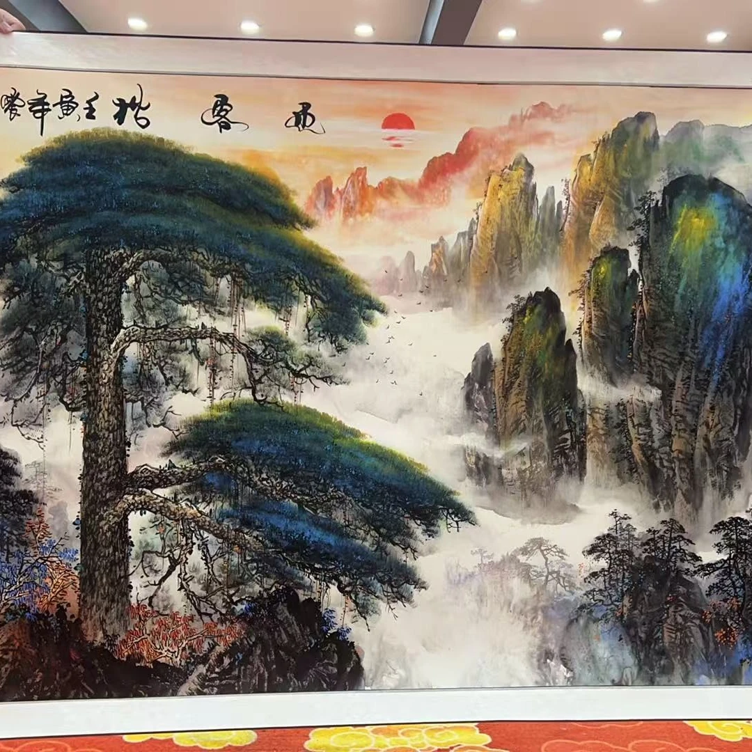 A松 国画装饰挂画卷轴高端锦绫已装裱 （六尺）