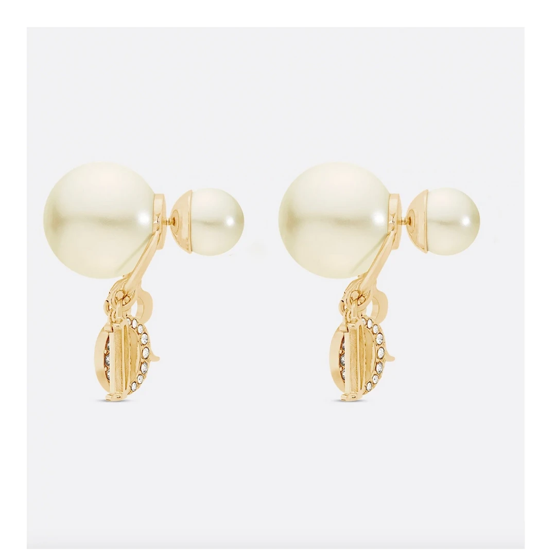 铜合金仿珍珠耳饰 法式字母耳环气质轻奢小众高级感韦雪同款耳钉