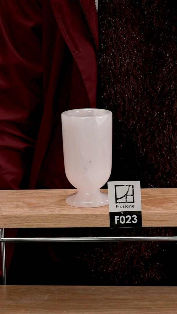 玉F023 粉玉高脚烛台 有矿点 不退不换