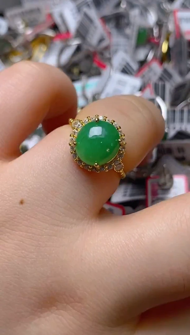 银S925镶嵌戒指翡翠百内无证书