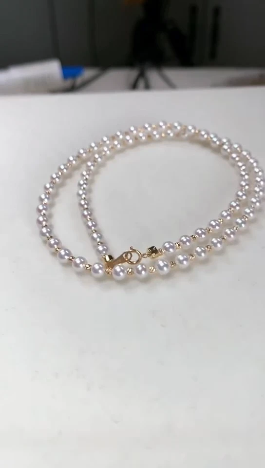 【闪购商品】淡水珍珠项链18K金镶嵌4-5满天星