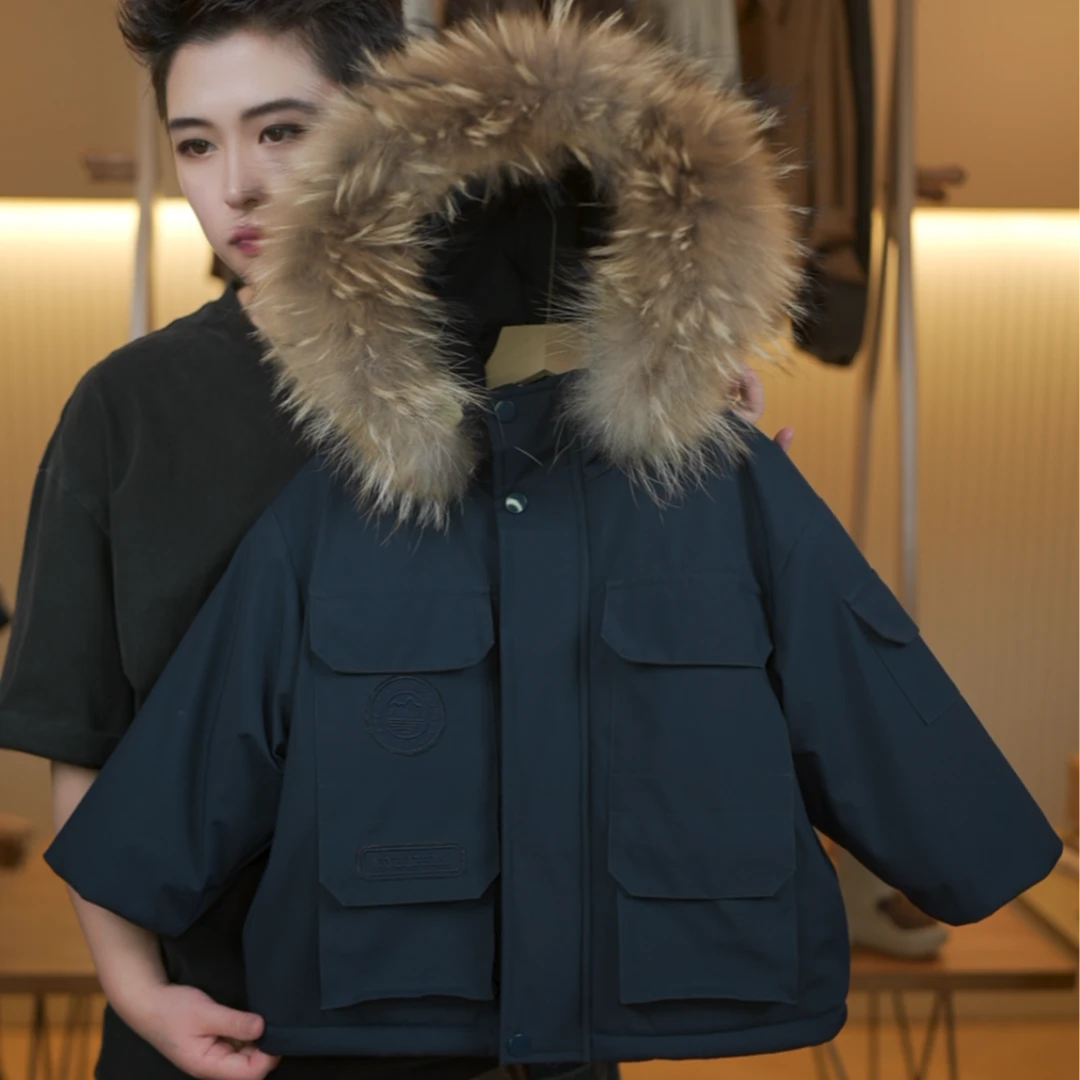 【小蛋壳】【现货】儿童冬季新款韩版时尚毛毛领男童连帽冬装加厚外套