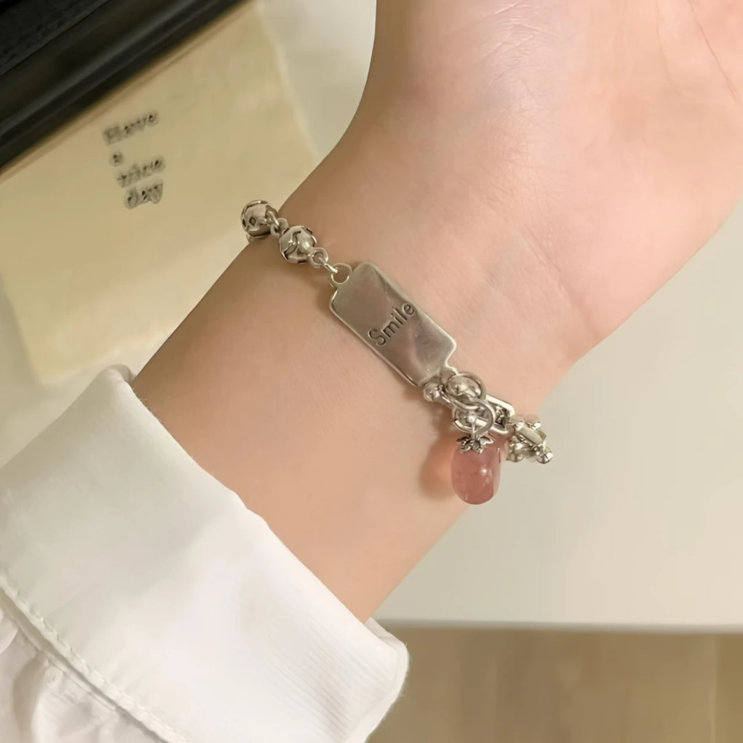 钛钢仿水晶手链 钛钢不掉色个性手链原创设计复古风格重工百搭