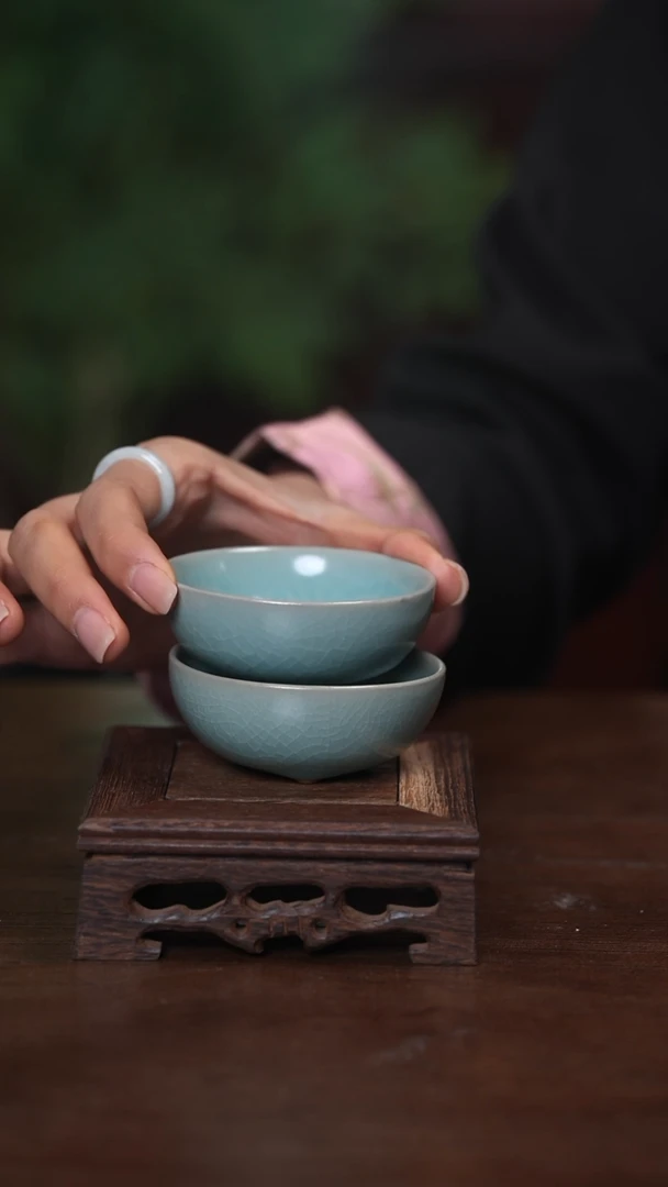 【闪购商品】清凉寺原产地仿古釉手工汝瓷普洱杯