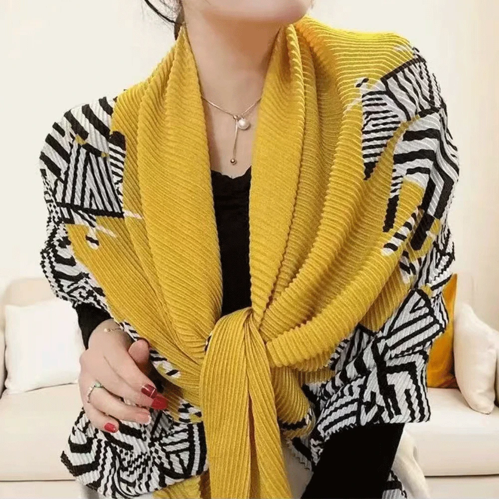 【黄色斑马】棉麻压皱质感披肩四季款四面弹力长巾围巾丝巾披肩