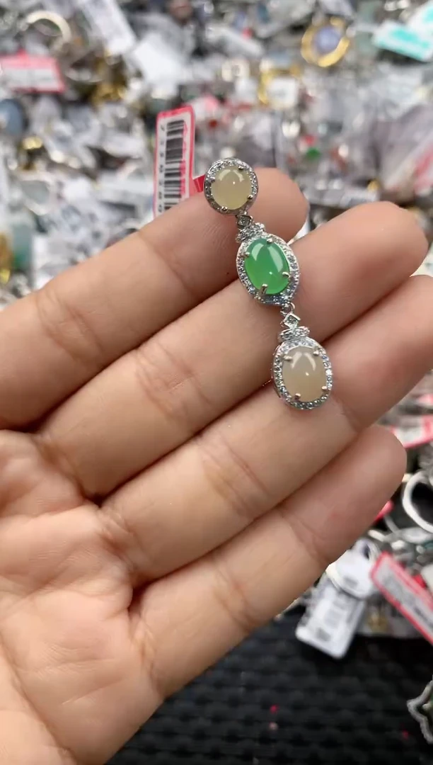 银S925镶嵌戒指翡翠14-14-14       9