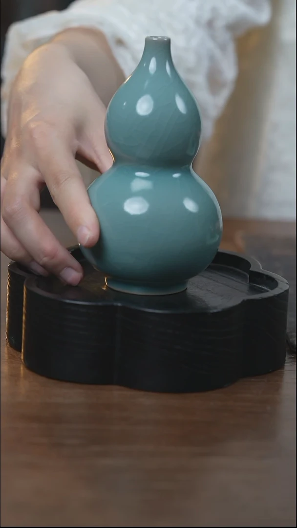 葫芦摆件 汝瓷 （拾汝）（天青）