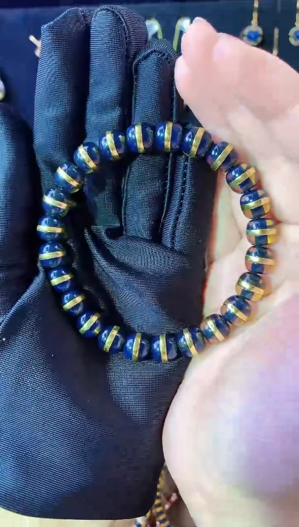 【闪购商品】琥珀珠宝奇石银S925镶嵌8MM宽版一线天手串