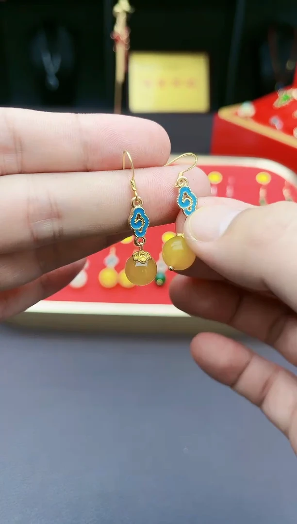 【闪购商品】玛瑙/玉髓耳钉银S925镶嵌533000