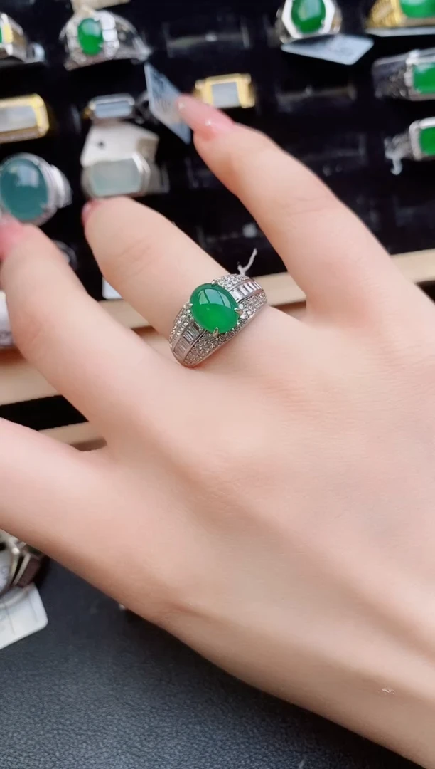 翡翠戒指银S925镶嵌21212121