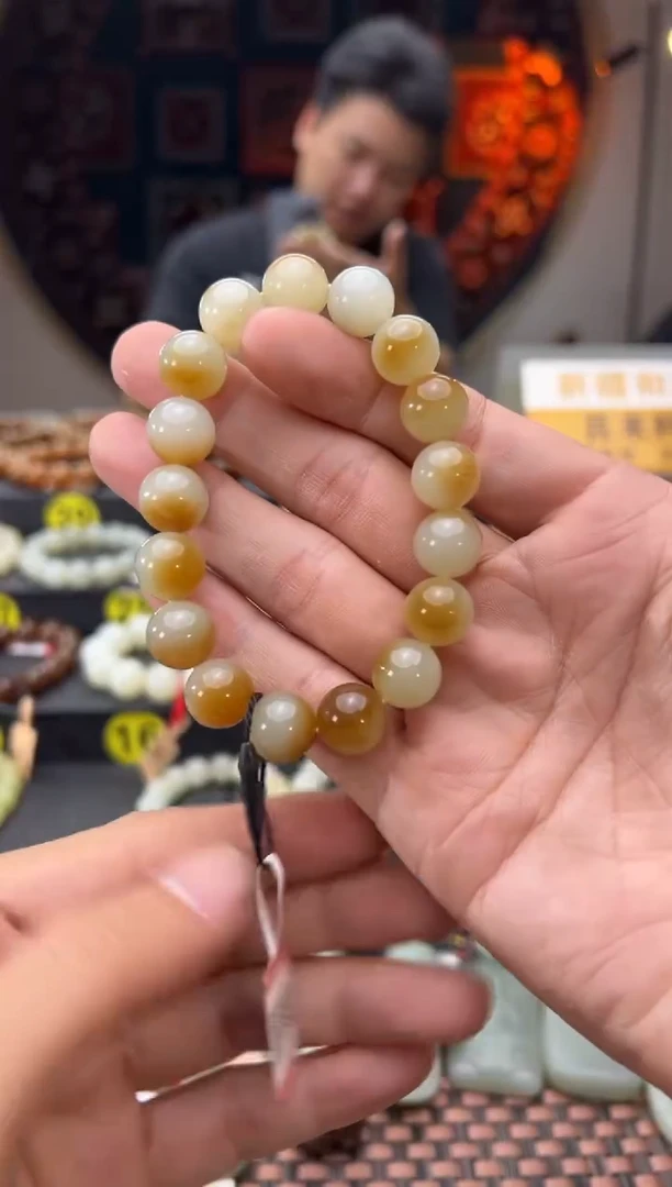 未镶嵌手串和田玉若羌糖黄口手串卡12