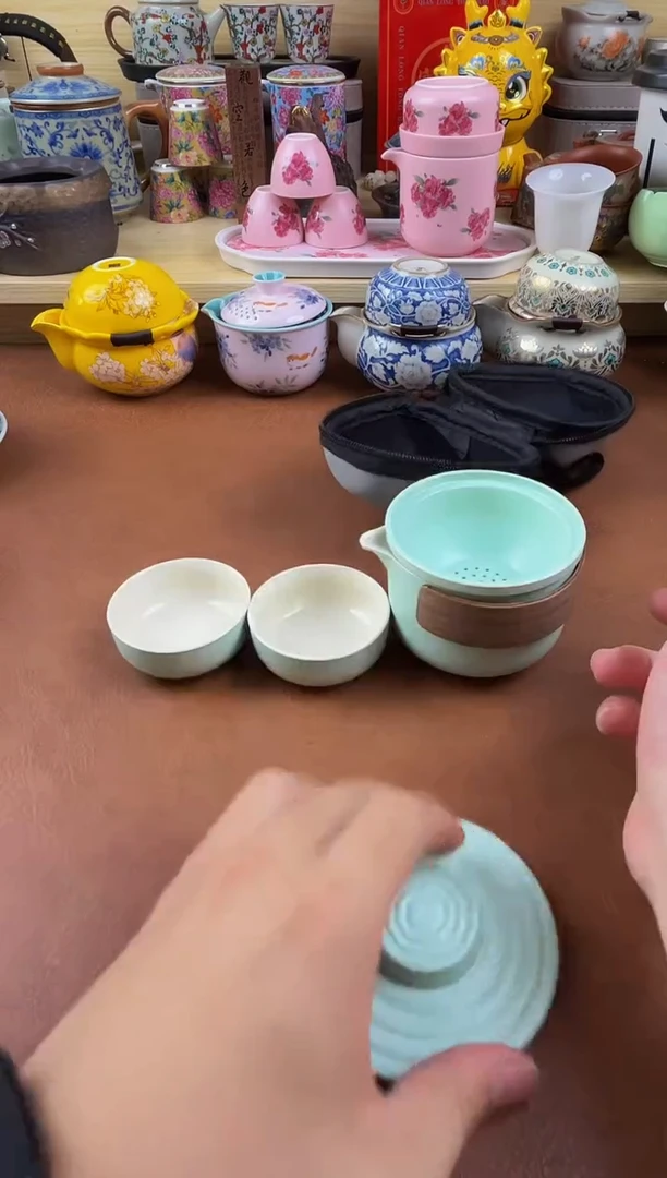 陶瓷茶具摆件旅行套组