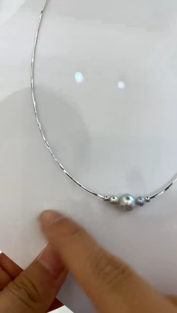 项圈银S925镶嵌海水珍珠9-10 5-6