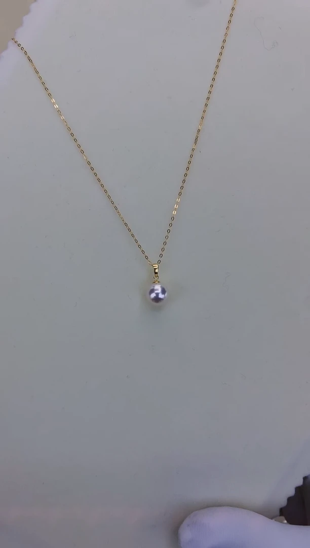 18K金镶嵌DA海水珍珠 GD152 8-8.5 瓜子扣吊坠赠银链