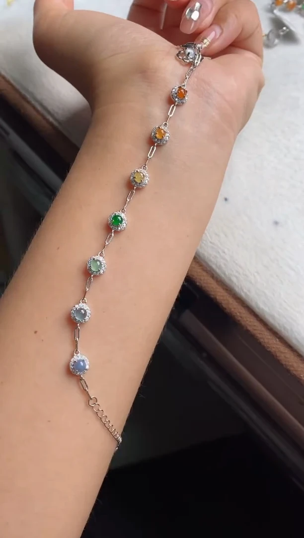 银S925镶嵌戒指翡翠天然A货翡翠