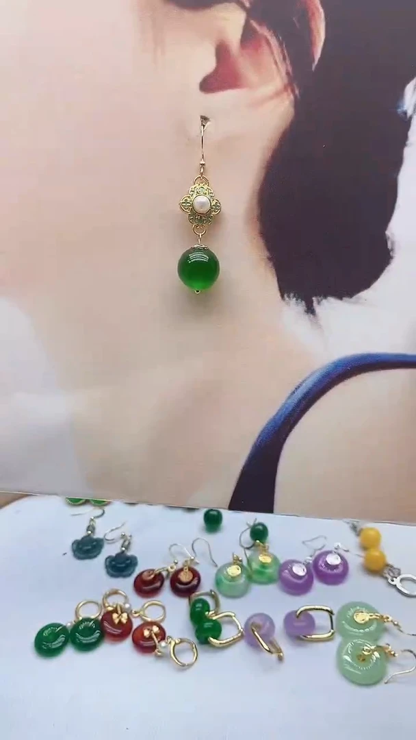 14K金镶嵌变石猫眼耳饰04