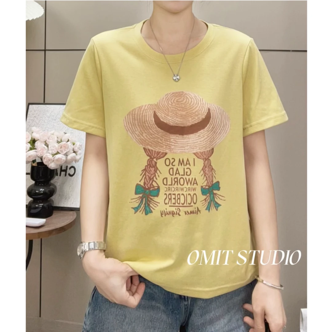 【草帽T】新款雪花棉透气凉快轻薄正肩休闲短袖