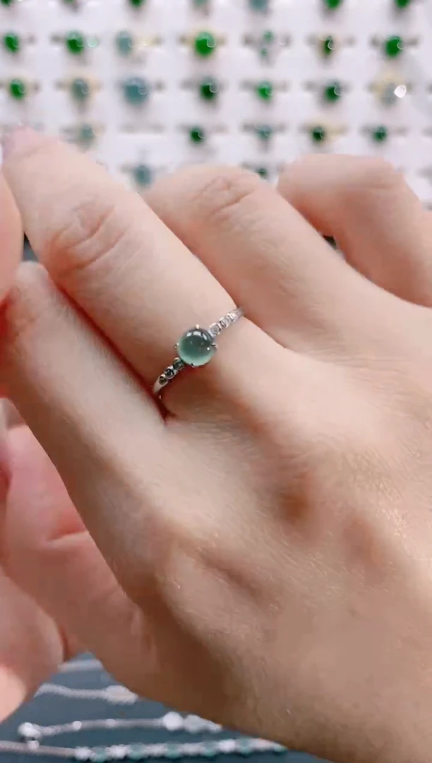 【闪购商品】翡翠戒指银S925镶嵌天然翡翠