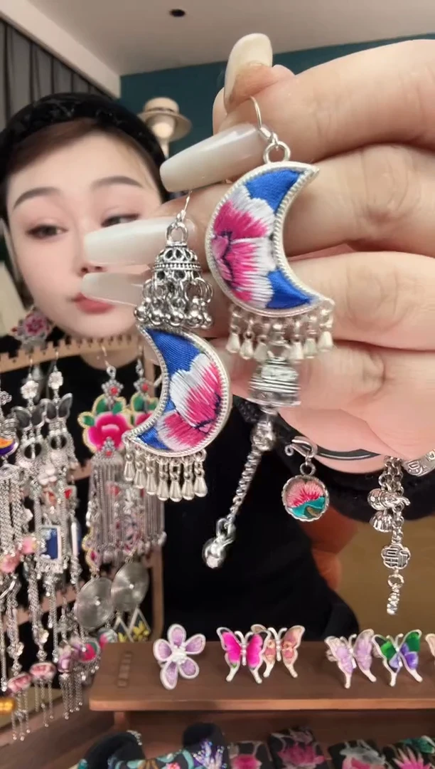 刺绣纯手工民族风刺绣耳环
