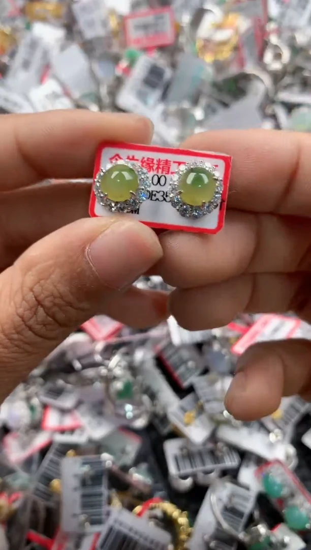 银S925镶嵌戒指翡翠444         3