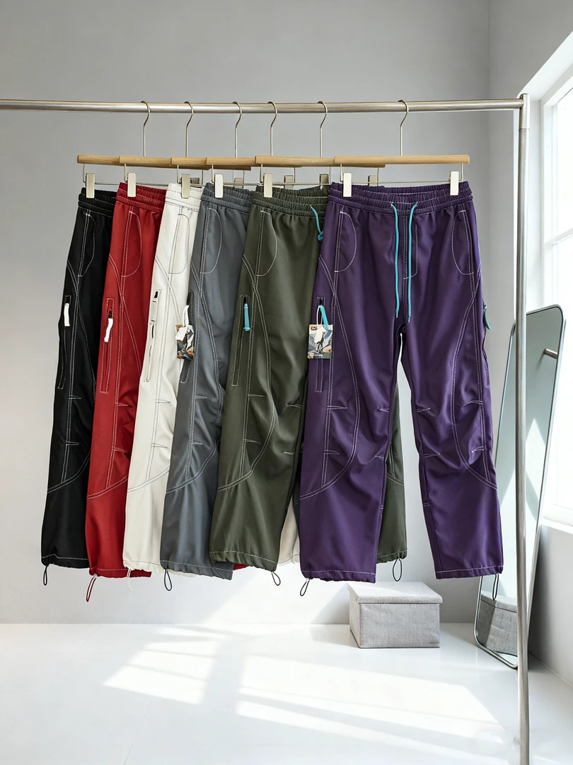 秋季复合面料户外立裁工装机能男女情侣廓形宽松微弹伞兵休闲裤