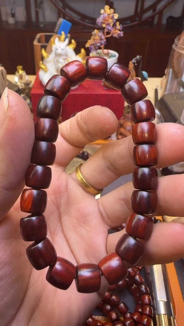 【闪购商品】小叶紫檀手串/手链琴料单圈直切10*9mm火焰纹带星