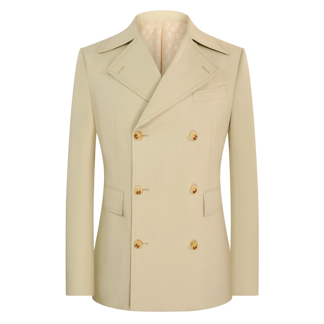 【Super110`s白色水手服羊毛西装】男士半麻衬商务休闲修身西服