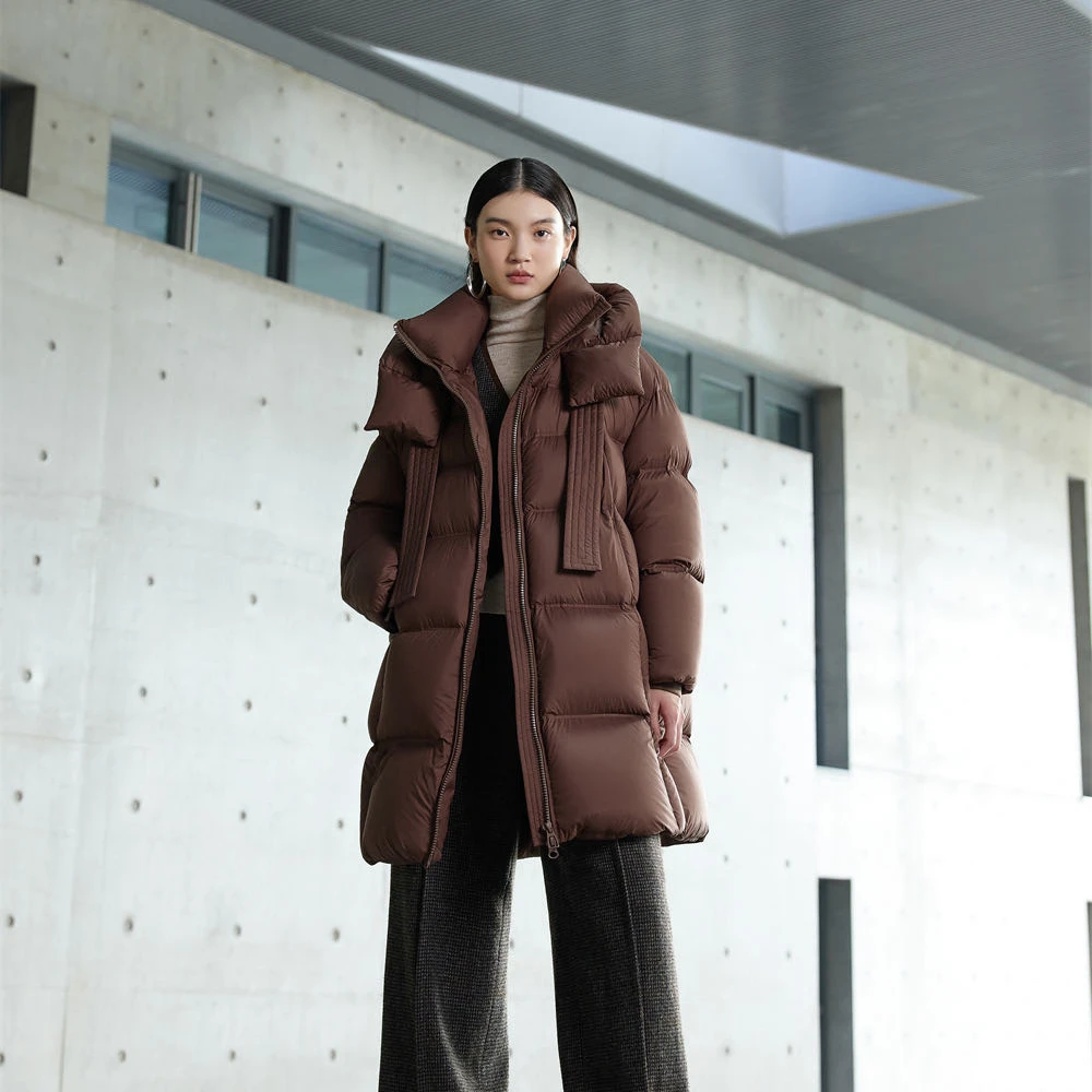 中长款泡芙鹅绒服短款时尚休闲女士连帽加厚保暖冬季811E