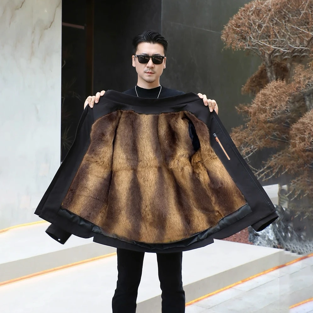貂毛皮毛一体皮草派克服山貂内胆派克服皮草冬季派克服男款