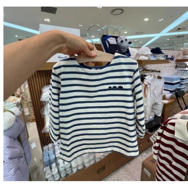 韩版男女宝上衣条纹打底衫11010