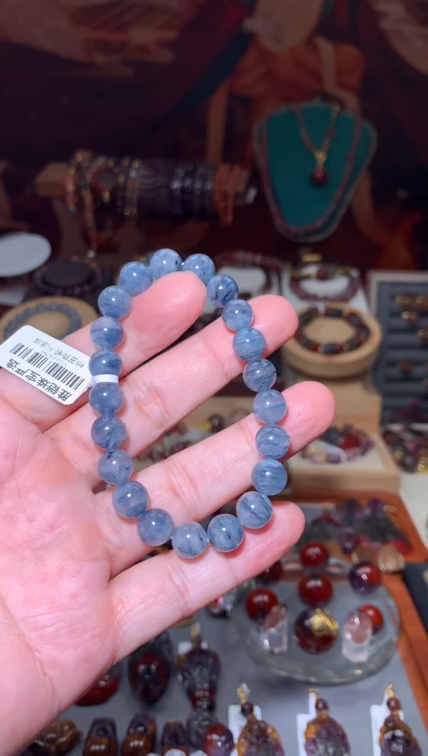 未镶嵌珠宝半成品水晶蓝兔毛手串