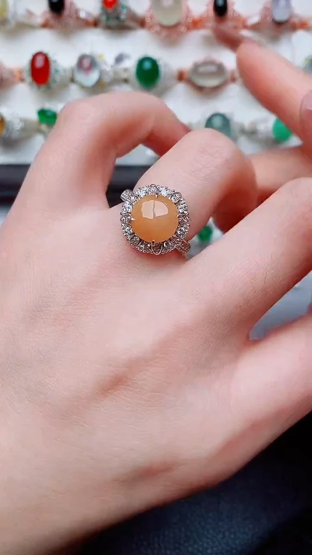 银S925镶嵌戒指翡翠...