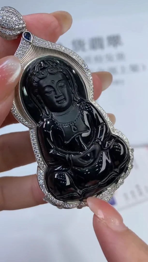 翡翠挂件银S925镶嵌293859/观音/多样性一件发